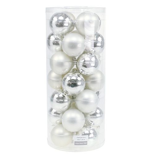 Article Verre boule de Noël Ø6cm argent mix 24 pcs