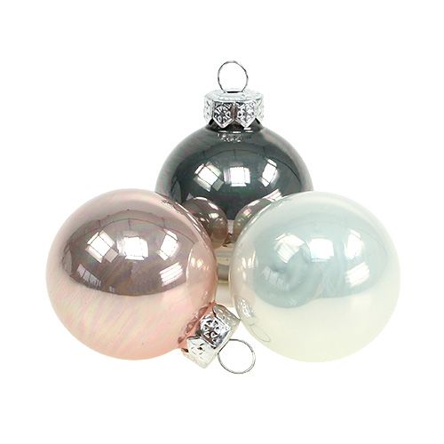 Verre boule de Noël Ø3,5cm rose, gris, crème 16 pcs