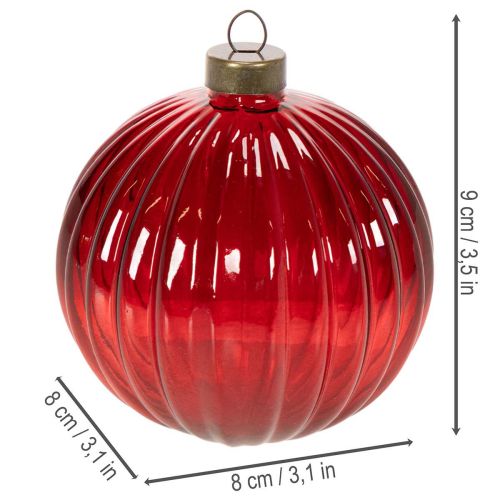 Boules de Noël en verre rouge, 8 cm, lot de 12 | Floristik24.be