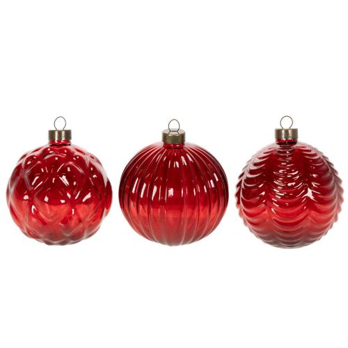 Boules de Noël en verre rouge,