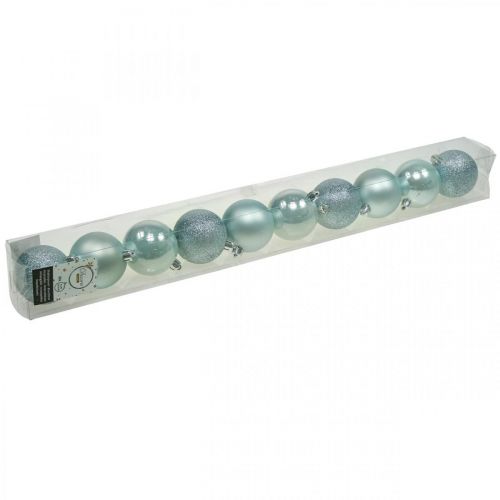 Article Boules de Noël en plastique mélange bleu clair Ø6cm 10 pcs