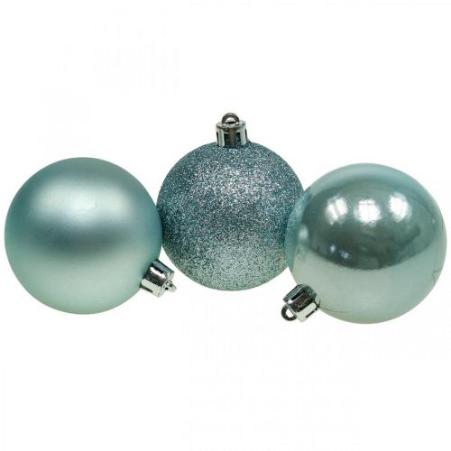 Floristik24 Boules de Noël plastique bleu clair mix Ø6cm 10p