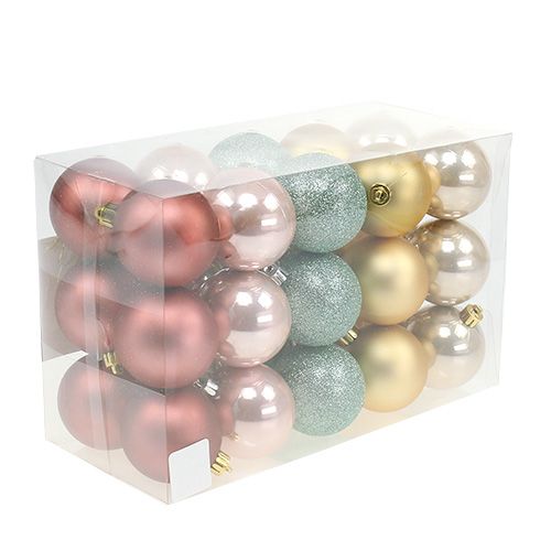 Floristik24 Boule de Noël en plastique Ø6cm assorties 30 pièces
