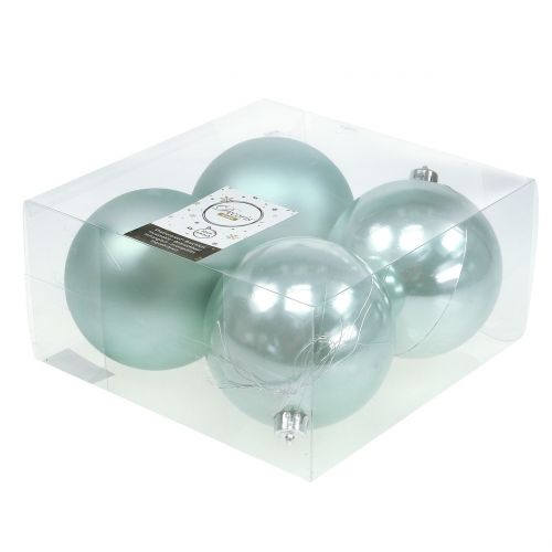 Article Boule de Noël incassable vert clair assorti Ø10cm 4 pcs