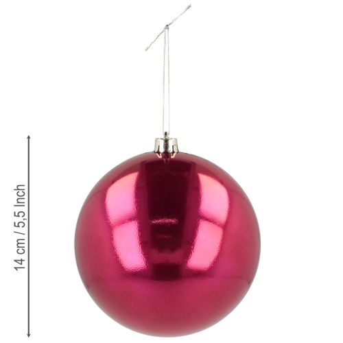 Floristik24 Boule de Noël en plastique grande boule de sapin de Noël rose Ø14cm