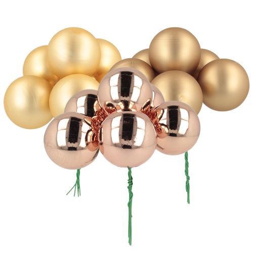 Floristik24 Boule de Noël or rose verre miroir baies Ø40mm 32 pcs