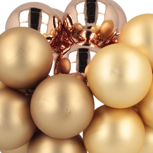 Article Boule de Noël or rose verre miroir baies Ø40mm 32 pcs