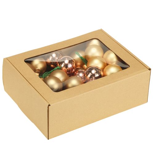 Article Boule de Noël or rose verre miroir baies Ø40mm 32 pcs