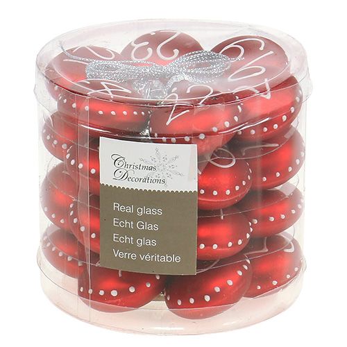 Floristik24 Boule de Noël Ø3,5cm avec chiffres rouge 24 pcs