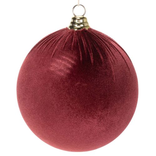 Grande boule de Noël aspect velours rouge, 20 cm, 3 pièces