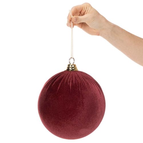 Grande boule de Noël aspect velours rouge, 20 cm, 3 pièces | Floristik24.be
