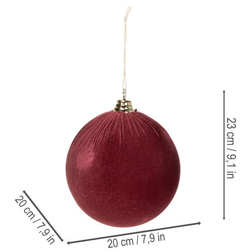 Grande boule de Noël aspect velours rouge, 20 cm, 3 pièces | Floristik24.be