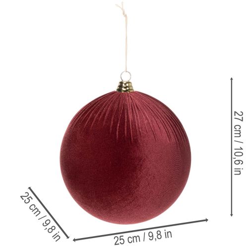 Grande décoration de sapin de Noël en velours rouge à suspendre, 25 cm, 2 pièces | Floristik24.be