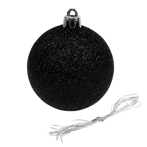 Floristik24 Boule de Noel Noir Mix Ø7cm plastique 6pcs