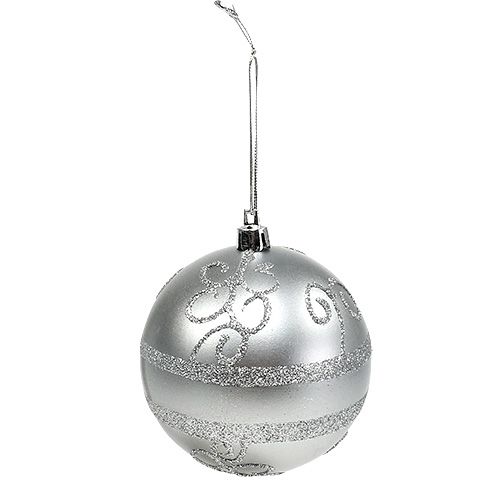 Floristik24 Boule de Noël argent Ø8cm plastique 1p