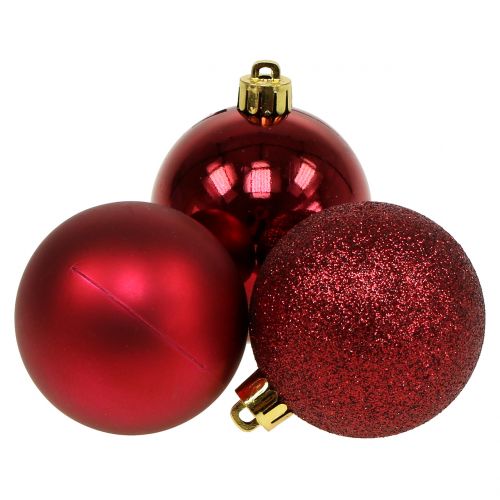 Floristik24 Boule de Noël rouge rubis mix Ø6cm 10p