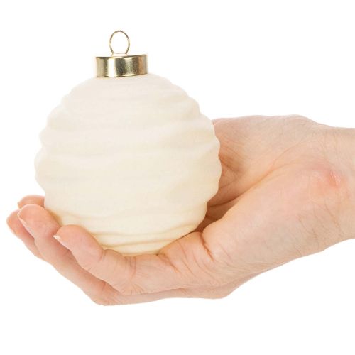 Boule de Noël blanche à textures variées, 8 cm, lot de 12. | Floristik24.be