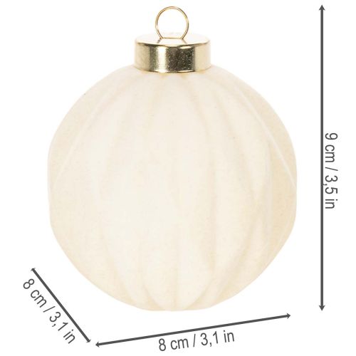 Boule de Noël blanche à textures variées, 8 cm, lot de 12. | Floristik24.be