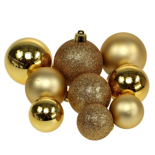 Floristik24 Boule de Noël dorée Ø3,5cm - Ø5,5cm 30pcs
