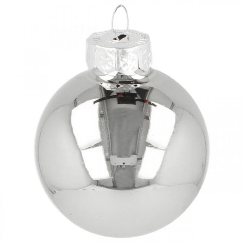 Article Mini boule de Noël, mélange décoration sapin, décoration de l&#39;Avent noir/argent/nacre H4,5cm Ø4cm verre véritable 24 pcs