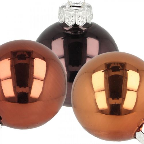 Floristik24 Décorations de sapin de Noël, boules de Noël, boule de sapin mix marron H4,5cm Ø4cm verre véritable 24 pièces