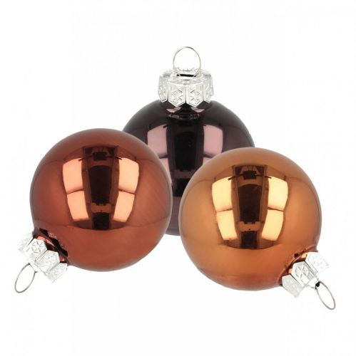 Floristik24 Décorations de sapin de Noël, boules de Noël, boule de sapin mix marron H4,5cm Ø4cm verre véritable 24pcs