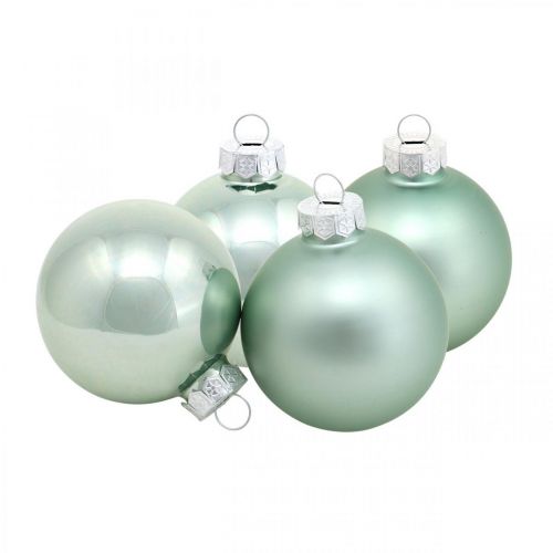 Floristik24 Décorations de sapin de Noël, mélange de boules de sapin, mini boules de Noël vert menthe H4,5cm Ø4cm verre véritable 24 pcs