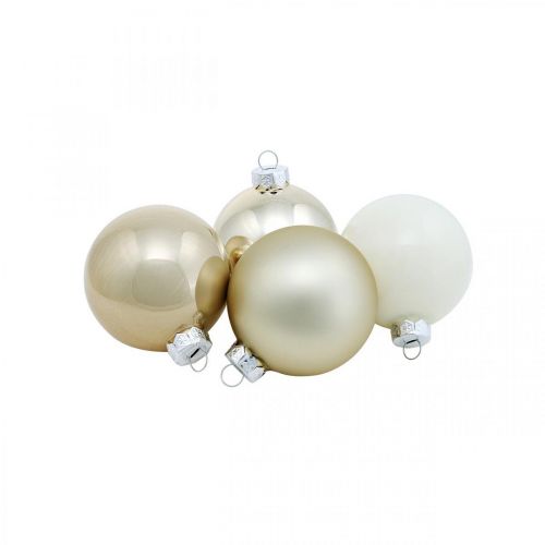Mélange de boules de sapin de Noël, décorations de Noël, mini décorations de sapin blanc/nacre H4,5cm Ø4cm verre véritable 24 pièces