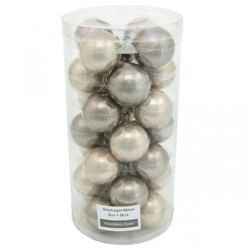 Floristik24 Boules de sapin de Noël, mini boules de sapin, décoration de Noël mix beige/nacre H4,5cm Ø4cm verre véritable 24 pcs