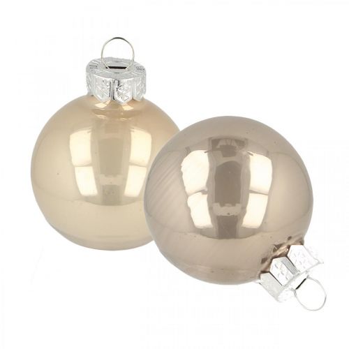 Floristik24 Boules de sapin de Noël, mini boules de sapin, décoration de Noël mix beige/nacre H4,5cm Ø4cm verre véritable 24 pcs