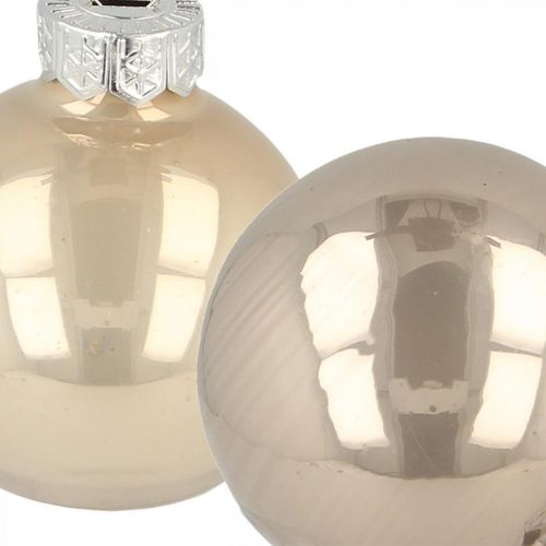 Floristik24 Boules de sapin de Noël, mini boules de sapin, décoration de Noël mix beige/nacre H4,5cm Ø4cm verre véritable 24 pcs