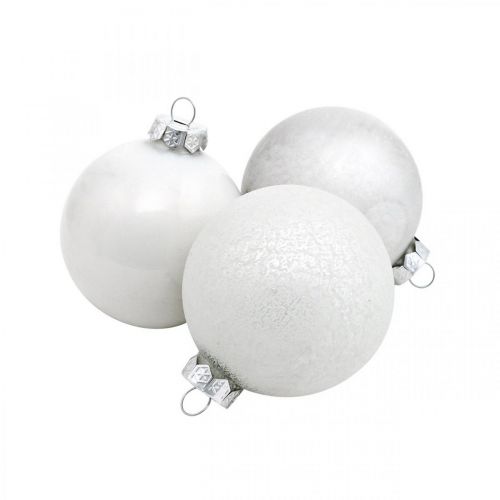 Floristik24 Pendentif arbre, boule à neige, décorations d&#39;arbre de Noël, décoration d&#39;hiver blanc H4.5cm Ø4cm verre véritable 24pcs