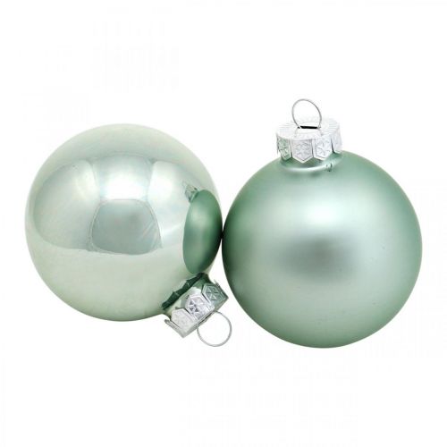 Floristik24 Boule de Noël, décoration de sapin, boule de sapin de Noël vert menthe H6,5cm Ø6cm verre véritable 24 pcs