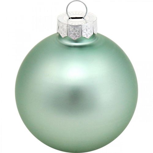 Article Décorations de sapin de Noël, mélange de boules de sapin, mini boules de Noël vert menthe H4.5cm Ø4cm verre véritable 24pcs