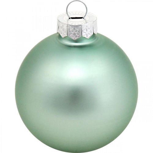 Floristik24 Boule de Noël, décoration de sapin, boule de sapin de Noël vert menthe H6,5cm Ø6cm verre véritable 24 pcs