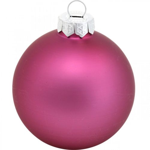 Article Mini boules de sapin, mélange de boules de Noël, pendentif sapin de Noël violet H4.5cm Ø4cm verre véritable 24pcs