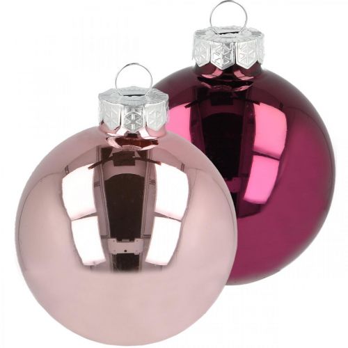 Article Boule de Noël, décorations de sapin de Noël, boules de sapin violet H6,5cm Ø6cm verre véritable 24 pcs