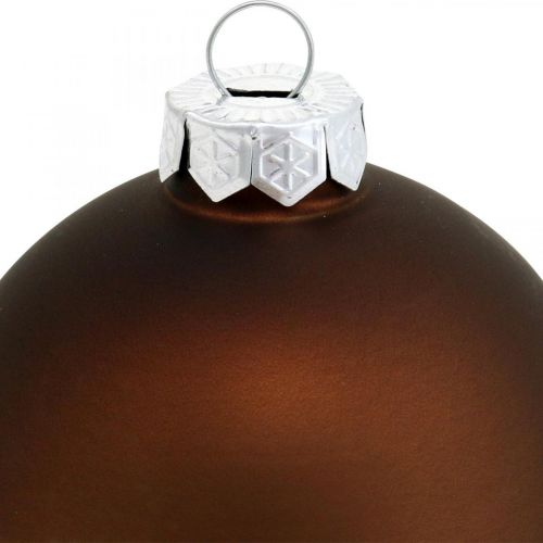 Article Boule de sapin de Noël, décorations de sapin, boules de Noël marron H6.5cm Ø6cm verre véritable 24pcs