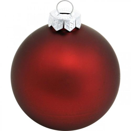 Floristik24 Boule de Noël, décoration sapin de Noël, boules en verre rouge vin H8,5cm Ø7,5cm verre véritable 12pcs