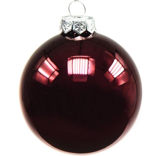 Floristik24 Boule de Noël, décoration sapin de Noël, boules en verre rouge vin H8,5cm Ø7,5cm verre véritable 12pcs