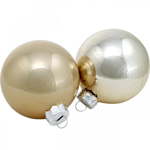 Article Boule de Noël, décorations d&#39;arbre de Noël, boule en verre blanc / nacre H6.5cm Ø6cm verre véritable 24pcs