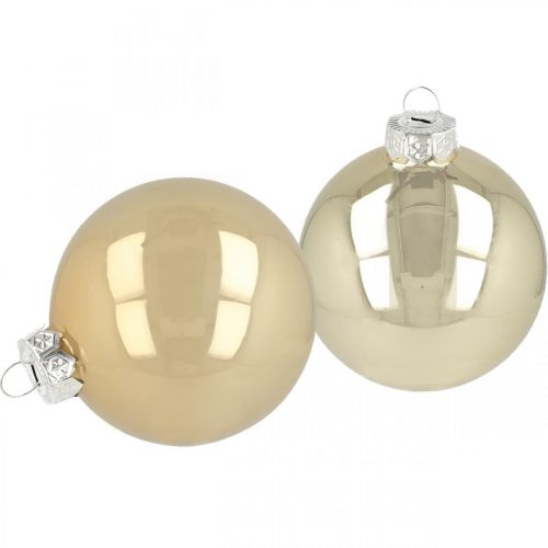 Floristik24 Boules de sapin de Noël, décorations d'arbre, boules de verre blanc / nacre H8.5cm Ø7.5cm verre véritable 12pcs