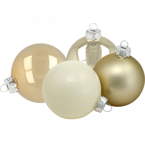 Floristik24 Boules de sapin de Noël, décorations d&#39;arbre, boules de verre blanc / nacre H8.5cm Ø7.5cm verre véritable 12pcs