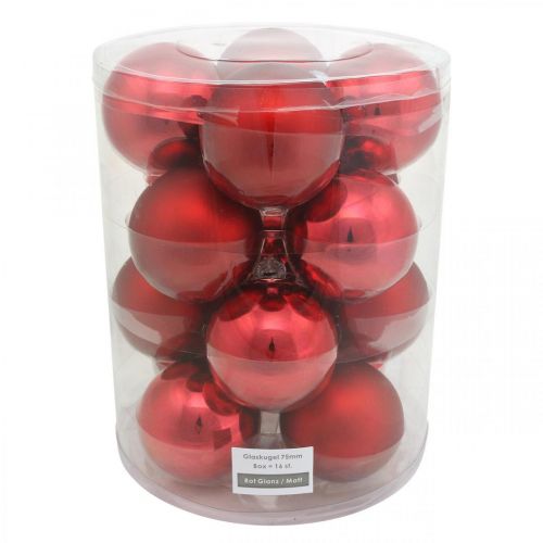 Article Boule de sapin de Noël, décorations d&#39;arbre, boule de Noël rouge H8.5cm Ø7.5cm verre véritable 12pcs