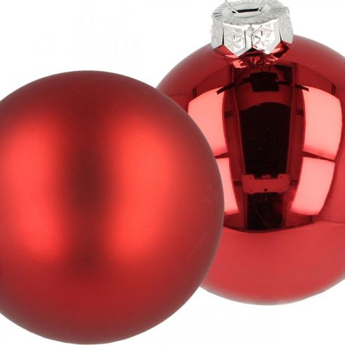 Boule de sapin de Noël, décorations d&#39;arbre, boule de Noël rouge H8.5cm Ø7.5cm verre véritable 12pcs