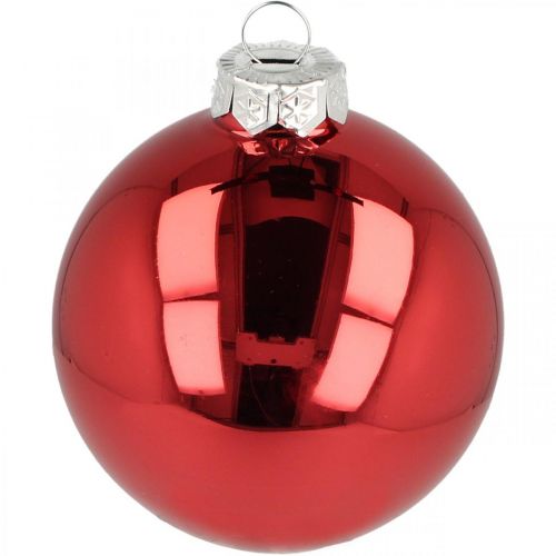 Floristik24 Boule de sapin de Noël, décorations d'arbre, boule de Noël rouge H8.5cm Ø7.5cm verre véritable 12pcs