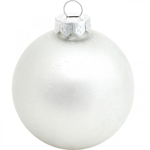 Article Pendentif arbre, boule à neige, décorations d&#39;arbre de Noël, décoration d&#39;hiver blanc H4.5cm Ø4cm verre véritable 24pcs