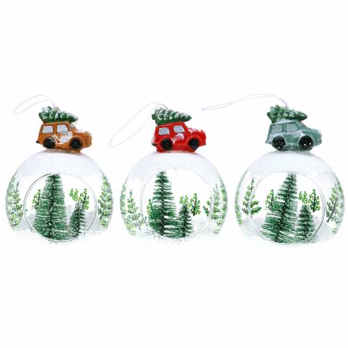 Floristik24 Boule de verre Décorations de sapin de Noël voiture Ø8cm 3pcs