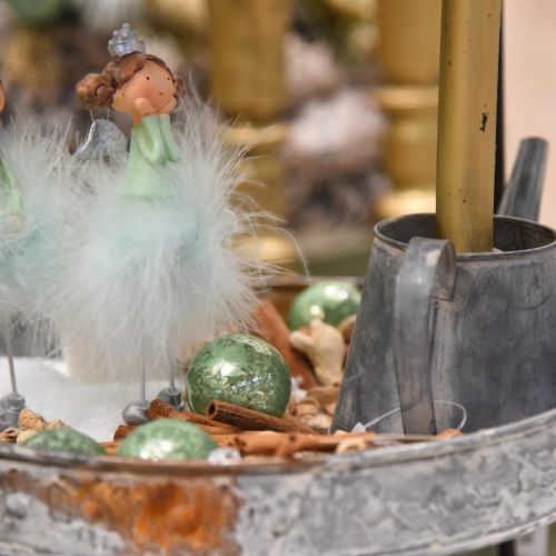 Article Boule de Noël, décoration sapin de Noël, boule en verre vert marbré H6,5cm Ø6cm verre véritable 24 pcs