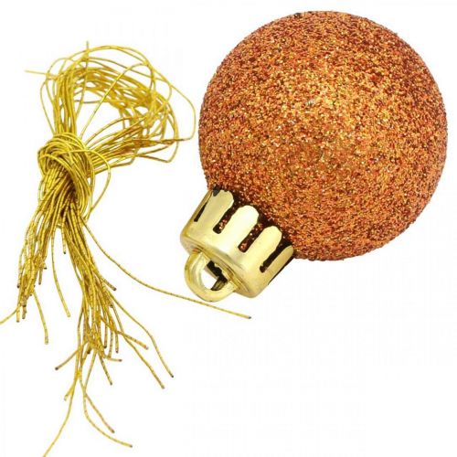 Floristik24 Mini boule de sapin de Noël, mélange décoration sapin, boule de Noël orange Ø2.5cm plastique 14pcs